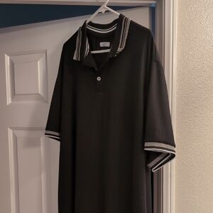 PGA Tour Black Polo with White Stripes